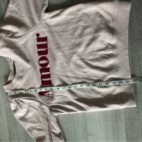Abercrombie & Fitch Pink 'Amour' Graphic Puff Crop Sleeve Sweatshirt Medium - Picture 10 of 11